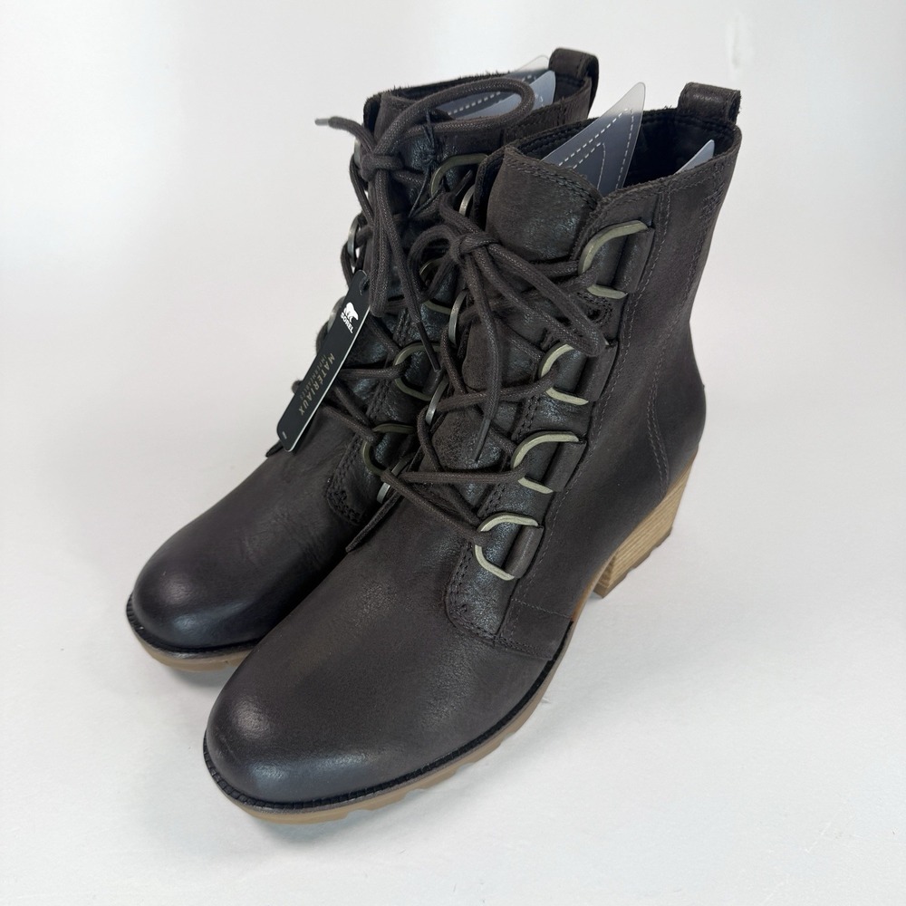 Sorel Womens 8.5 Waterproof Leather Lace Up Ankle Boots Brown NL3715 NWT - Picture 2 of 15